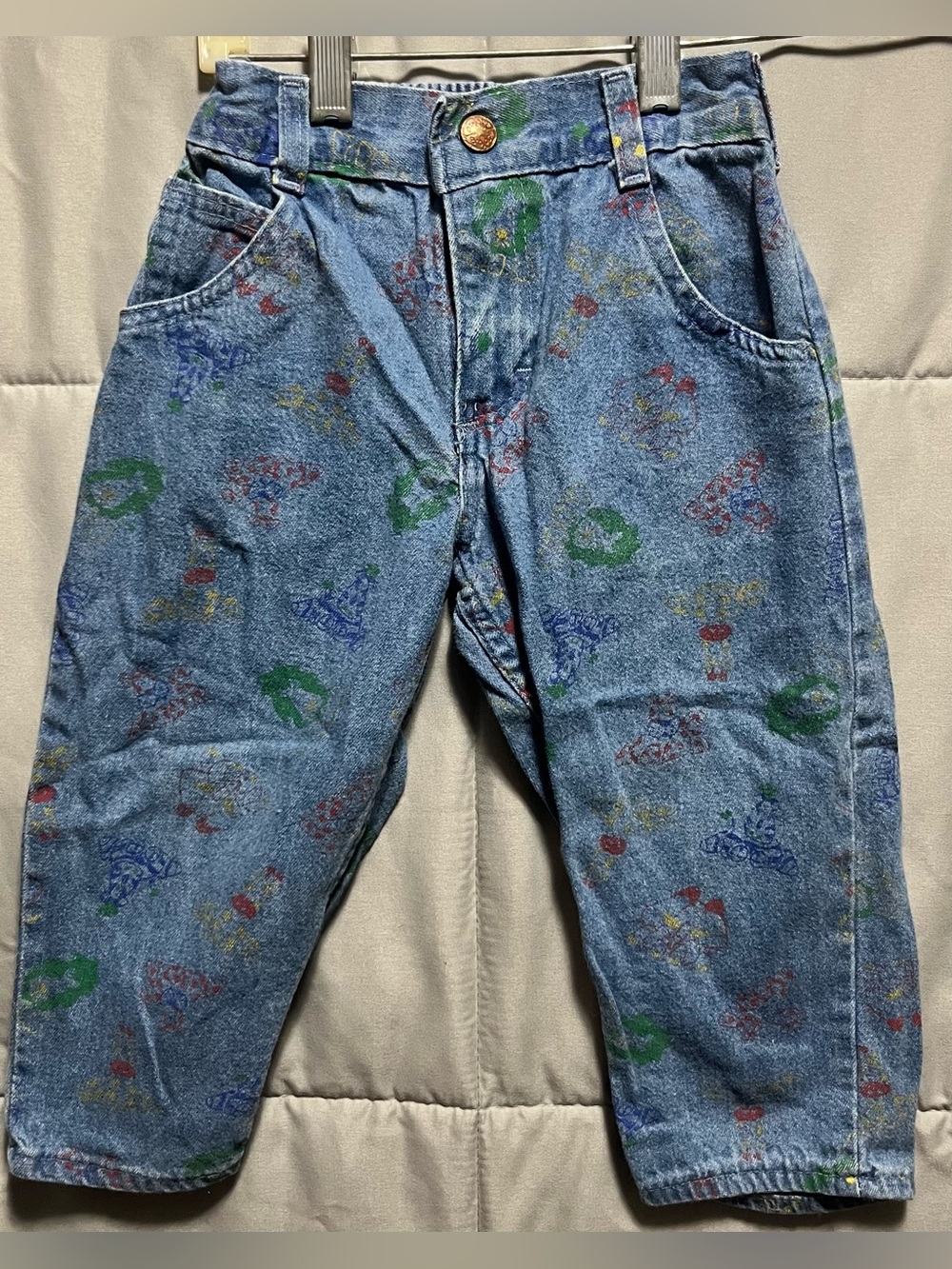 Vintage OshKosh B’Gosh Printed Denim Jeans 3T 90s Toddler USA Made